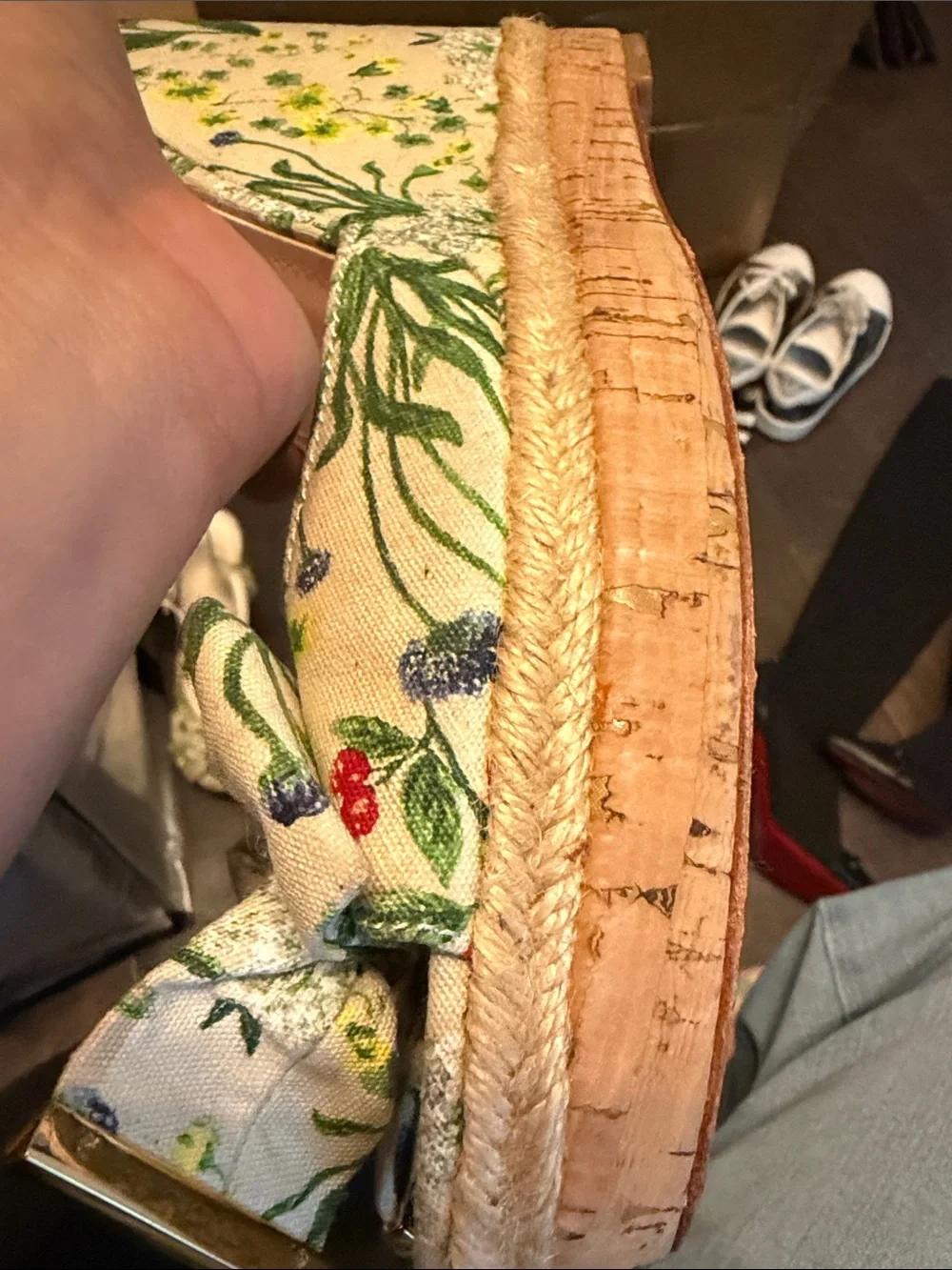 Tory Burch White Floral Bow Wedge Sandals